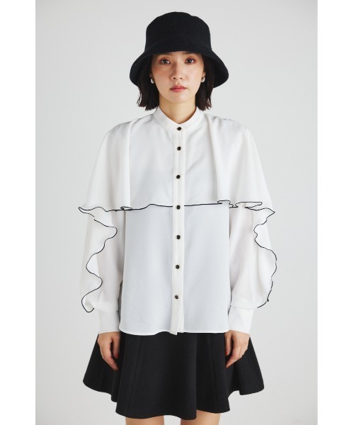 rienda(リエンダ)の「フリルスリーブハイネックブラウス(シャツ/ブラウス・レディース・ホワイト/ブラック/ライトブルー・FREE)」の9枚目の写真