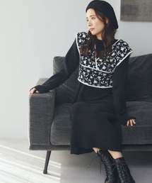 mysty woman | 【WEB限定カラー有】柄ベストＳＥＴニットワンピース 176519(ワンピース)