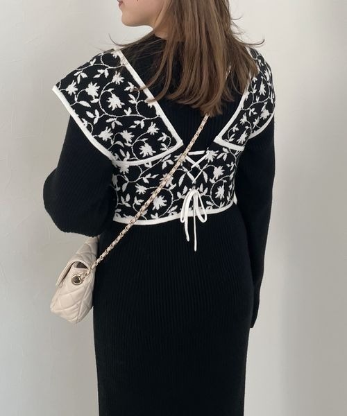 mysty woman（ミスティウーマン）の「【WEB限定カラー有】柄ベストＳＥＴニットワンピース 176519（ワンピース・レディース・ブラック/ブラウン/モカ/アイボリー・FREE）」の20枚目の写真