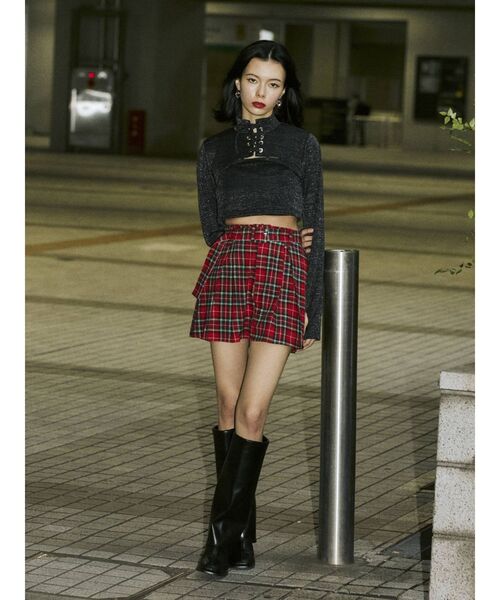 jouetie(ジュエティ)の「レースアップクロップドトップス【ショート丈】(Tシャツ/カットソー・レディース・ピンク/ブラック/ブルー・MEDIUM)」の13枚目の写真