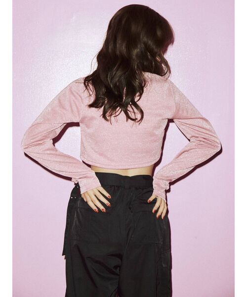 jouetie(ジュエティ)の「レースアップクロップドトップス【ショート丈】(Tシャツ/カットソー・レディース・ピンク/ブラック/ブルー・MEDIUM)」の5枚目の写真