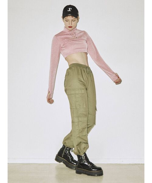 jouetie(ジュエティ)の「レースアップクロップドトップス【ショート丈】(Tシャツ/カットソー・レディース・ピンク/ブラック/ブルー・MEDIUM)」の21枚目の写真