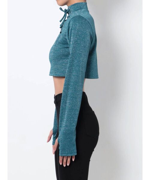 jouetie(ジュエティ)の「レースアップクロップドトップス【ショート丈】(Tシャツ/カットソー・レディース・ピンク/ブラック/ブルー・MEDIUM)」の16枚目の写真