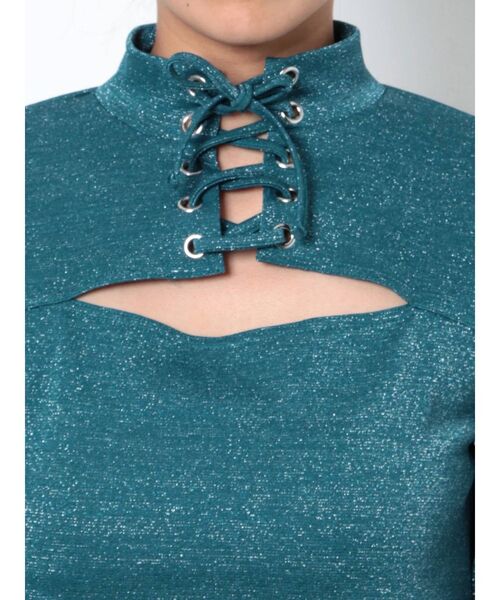 jouetie(ジュエティ)の「レースアップクロップドトップス【ショート丈】(Tシャツ/カットソー・レディース・ピンク/ブラック/ブルー・MEDIUM)」の12枚目の写真