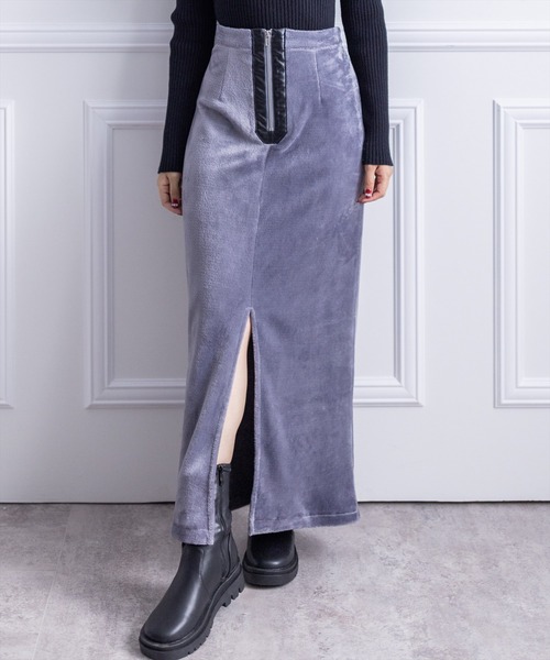 clear（クリア）の「ファーIラインスリットスカート（スカート・レディース・カーキ/ブラック/グレー・F）」の2枚目の写真