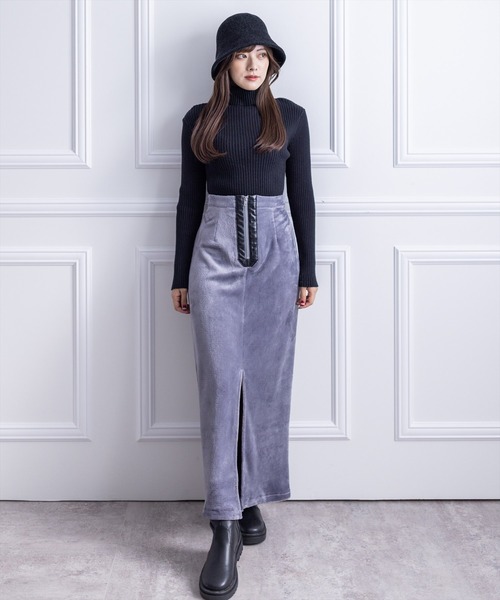 clear（クリア）の「ファーIラインスリットスカート（スカート・レディース・カーキ/ブラック/グレー・F）」の5枚目の写真