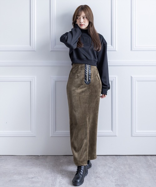 clear（クリア）の「ファーIラインスリットスカート（スカート・レディース・カーキ/ブラック/グレー・F）」の6枚目の写真