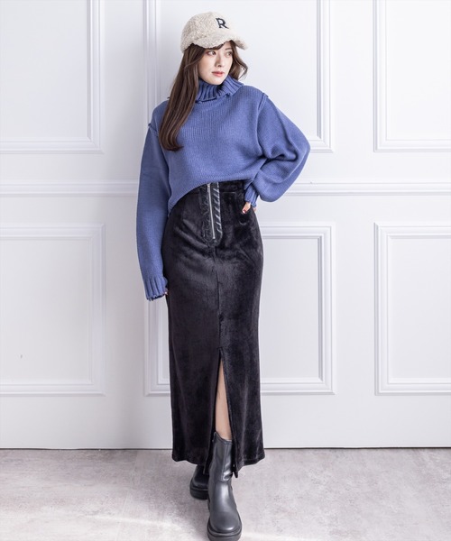 clear（クリア）の「ファーIラインスリットスカート（スカート・レディース・カーキ/ブラック/グレー・F）」の4枚目の写真