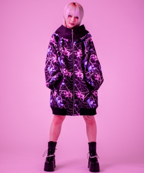 BACKSTAGE PASS(バックステージパス)の「APOLLO-GRAFFITI ZIP PK(アポロ グラフィティ ジップ パーカー)ビッグシルエット ジップアップ パーカー(パーカー・メンズ・パープル/レッド・FREE)」の3枚目の写真