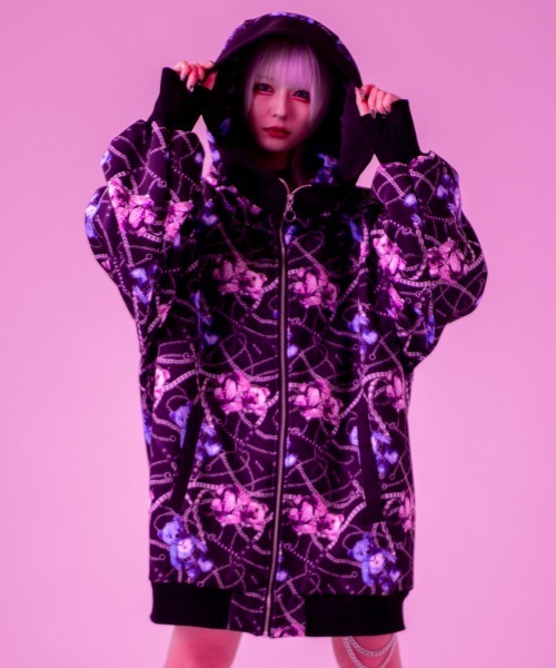 BACKSTAGE PASS(バックステージパス)の「APOLLO-GRAFFITI ZIP PK(アポロ グラフィティ ジップ パーカー)ビッグシルエット ジップアップ パーカー(パーカー・メンズ・パープル/レッド・FREE)」の5枚目の写真
