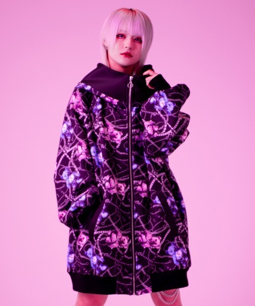 BACKSTAGE PASS(バックステージパス)の「APOLLO-GRAFFITI ZIP PK(アポロ グラフィティ ジップ パーカー)ビッグシルエット ジップアップ パーカー(パーカー・メンズ・パープル/レッド・FREE)」の4枚目の写真