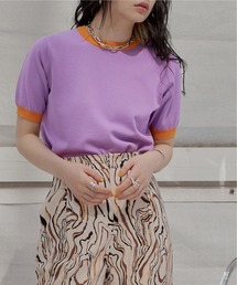 miette | 配色ﾃﾞｻﾞｲﾝ半袖ﾄｯﾌﾟｽ(Tシャツ/カットソー)