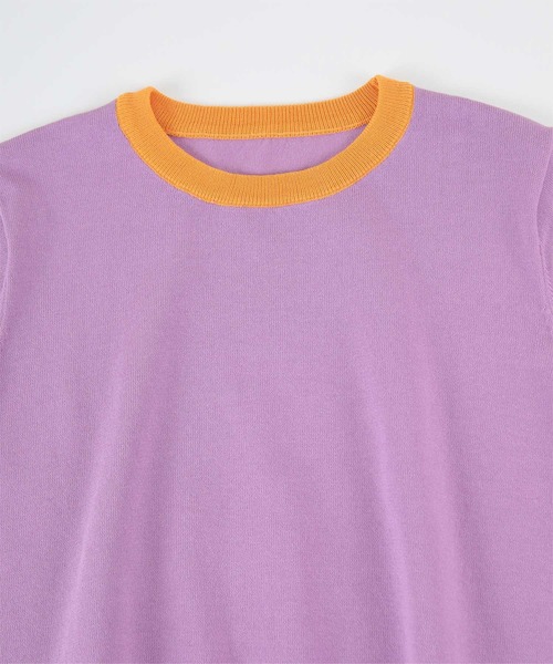 miette(ミエット)の「配色デザイン半袖トップス(Tシャツ/カットソー・レディース・ライトベージュ/ブラック/パープル/レッド/ライトグリーン・FREE)」の12枚目の写真