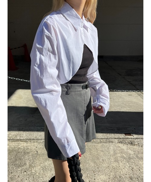 PHILLY（フィリー）の「キャミソール＋ショートシャツSET（シャツ/ブラウス・レディース・ホワイト/ブラック/サックスブルー・FREE）」の4枚目の写真