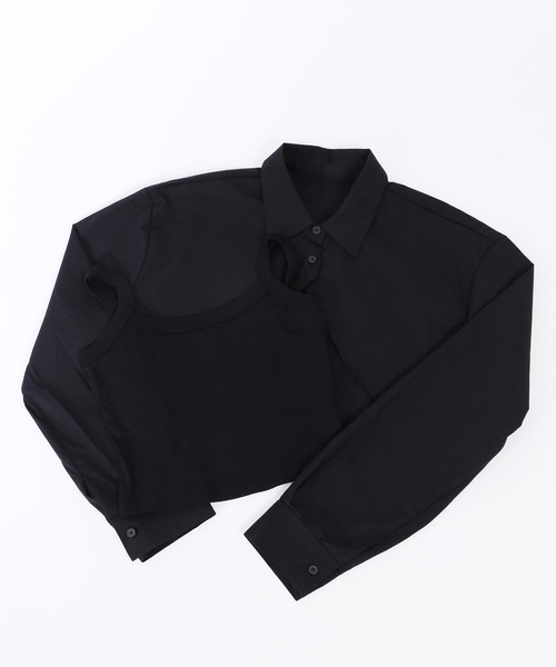 PHILLY（フィリー）の「キャミソール＋ショートシャツSET（シャツ/ブラウス・レディース・ホワイト/ブラック/サックスブルー・FREE）」の12枚目の写真