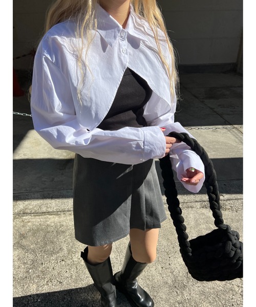 PHILLY（フィリー）の「キャミソール＋ショートシャツSET（シャツ/ブラウス・レディース・ホワイト/ブラック/サックスブルー・FREE）」の16枚目の写真