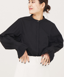 Rouge vif | 袖プリーツ台衿ブラウス(シャツ/ブラウス)