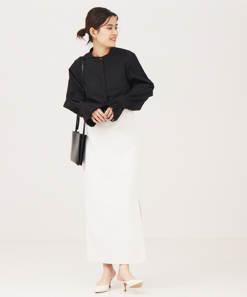 Rouge vif(ルージュヴィフ)の「袖プリーツ台衿ブラウス(シャツ/ブラウス・レディース・ブラック/グリーン/オフホワイト・フリー)」の8枚目の写真