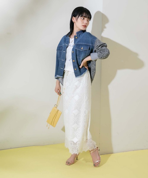 Eimee Law(エイミーロウ)の「レースナロースカート(スカート・レディース・オフホワイト/ブラック/ネイビー・38)」の8枚目の写真