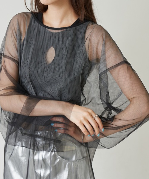Solace(ソレイス)の「チュールシアーレイヤードプルオーバー(シャツ/ブラウス・レディース・ナチュラル/ピンク/ブラック・FREE)」の12枚目の写真
