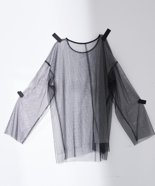 Solace(ソレイス)の「チュールシアーレイヤードプルオーバー(シャツ/ブラウス・レディース・ナチュラル/ピンク/ブラック・FREE)」の9枚目の写真
