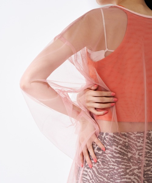 Solace(ソレイス)の「チュールシアーレイヤードプルオーバー(シャツ/ブラウス・レディース・ナチュラル/ピンク/ブラック・FREE)」の13枚目の写真