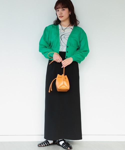 Ray BEAMS(レイビームス)の「Ray BEAMS / シアー ウエスト リブ Vネック カーディガン(カーディガン/ボレロ・レディース・ブラック/グリーン/ラベンダー・ONE SIZE)」の14枚目の写真