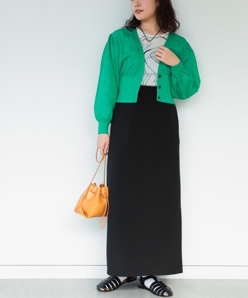 Ray BEAMS(レイビームス)の「Ray BEAMS / シアー ウエスト リブ Vネック カーディガン(カーディガン/ボレロ・レディース・ブラック/グリーン/ラベンダー・ONE SIZE)」の15枚目の写真