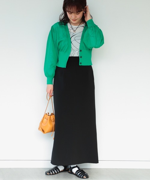 Ray BEAMS(レイビームス)の「Ray BEAMS / シアー ウエスト リブ Vネック カーディガン(カーディガン/ボレロ・レディース・ブラック/グリーン/ラベンダー・ONE SIZE)」の16枚目の写真