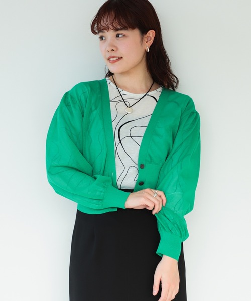 Ray BEAMS(レイビームス)の「Ray BEAMS / シアー ウエスト リブ Vネック カーディガン(カーディガン/ボレロ・レディース・ブラック/グリーン/ラベンダー・ONE SIZE)」の18枚目の写真