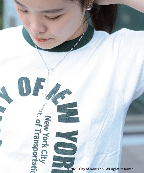 Ray BEAMS（レイビームス）の「GOOD ROCK SPEED × Ray BEAMS / 別注 NYC リンガー Tシャツ（Tシャツ/カットソー・レディース・グリーン/インディゴブルー・ONE SIZE）」の5枚目の写真