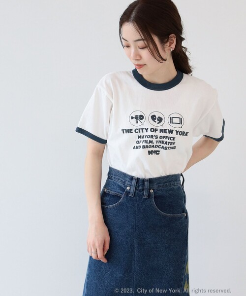 Ray BEAMS（レイビームス）の「GOOD ROCK SPEED × Ray BEAMS / 別注 NYC リンガー Tシャツ（Tシャツ/カットソー・レディース・グリーン/インディゴブルー・ONE SIZE）」の7枚目の写真