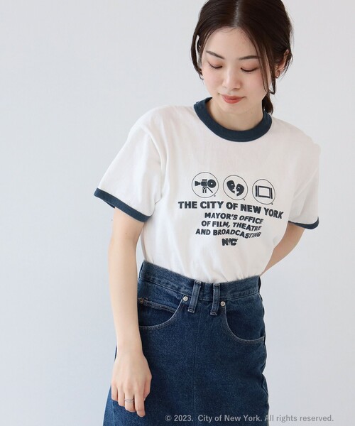 Ray BEAMS（レイビームス）の「GOOD ROCK SPEED × Ray BEAMS / 別注 NYC リンガー Tシャツ（Tシャツ/カットソー・レディース・グリーン/インディゴブルー・ONE SIZE）」の8枚目の写真