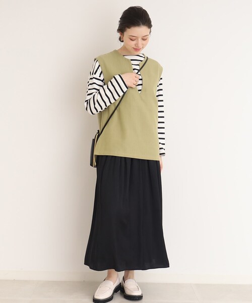 DRESKIP（ドレスキップ）の「◆ボリューム感のあるシルエットが女性らしい！サテン ギャザー スカート（スカート・レディース・ライトブルー/ベージュ系/ネイビー/ライトグレー/ベージュ系その他2/イエロー系その他・02/04/03）」の9枚目の写真