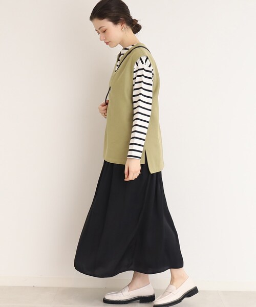 DRESKIP（ドレスキップ）の「◆ボリューム感のあるシルエットが女性らしい！サテン ギャザー スカート（スカート・レディース・ライトブルー/ベージュ系/ネイビー/ライトグレー/ベージュ系その他2/イエロー系その他・02/04/03）」の10枚目の写真