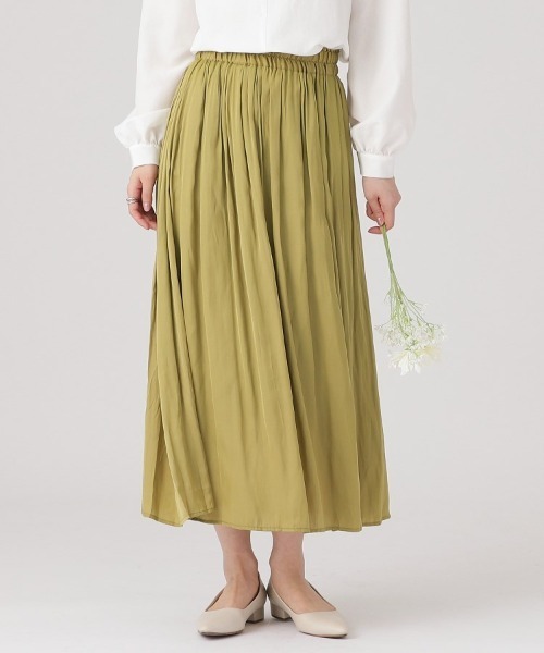 DRESKIP（ドレスキップ）の「◆ボリューム感のあるシルエットが女性らしい！サテン ギャザー スカート（スカート・レディース・ライトブルー/ベージュ系/ネイビー/ライトグレー/ベージュ系その他2/イエロー系その他・02/04/03）」の6枚目の写真