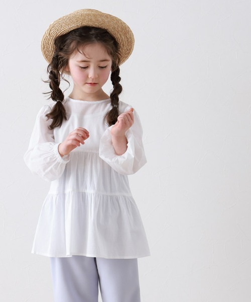 lulpini（ルルピー二）の「kids ティアードブラウス（シャツ/ブラウス・キッズ・オフホワイト/ラベンダー/ミント・L/M/S）」の19枚目の写真