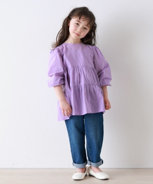 lulpini（ルルピー二）の「kids ティアードブラウス（シャツ/ブラウス・キッズ・オフホワイト/ラベンダー/ミント・L/M/S）」の4枚目の写真