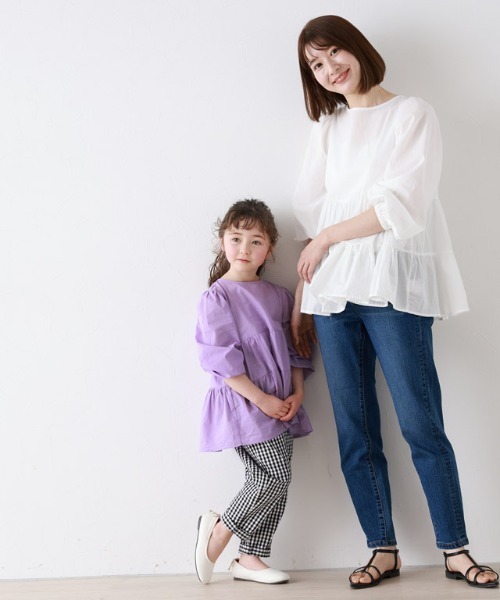 lulpini（ルルピー二）の「kids ティアードブラウス（シャツ/ブラウス・キッズ・オフホワイト/ラベンダー/ミント・L/M/S）」の8枚目の写真