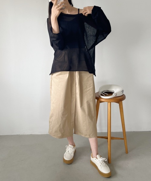 CLEA（クレア）の「シアーメッシュオーバー長袖トップス（Tシャツ/カットソー・レディース・ライトグレー/ホワイト/オリーブ/ブラック・FREE）」の20枚目の写真