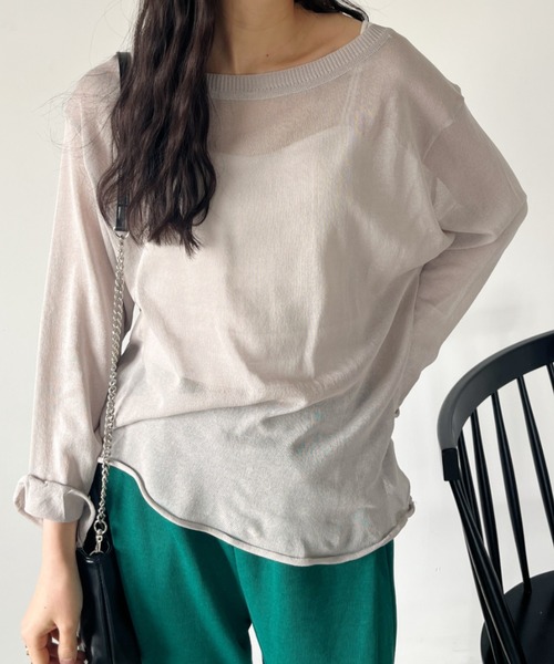 CLEA（クレア）の「シアーメッシュオーバー長袖トップス（Tシャツ/カットソー・レディース・ライトグレー/ホワイト/オリーブ/ブラック・FREE）」の21枚目の写真