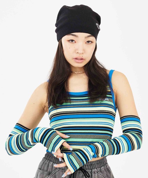 X-girl（エックスガール）の「STRIPED ARM WARMER（アームカバー・レディース・ブルー/ブラック/ブラウン・ONE SIZE）」の7枚目の写真