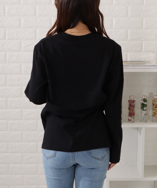 Lace Ladies（レースレディース）の「綿 ラウンドネックロングTシャツ（Tシャツ/カットソー・レディース・ホワイト/ブラック・M/L/S）」の9枚目の写真