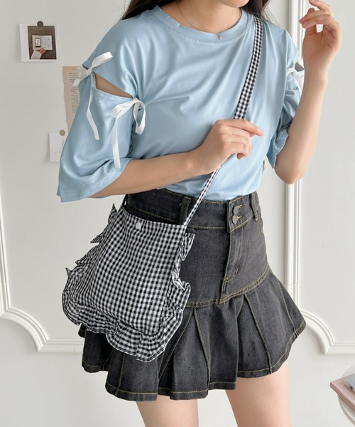 Loueme(ルエム)の「【23S/S】ギンガムチェックフリルミニショルダーバッグ(ショルダーバッグ・レディース・ライトブルー/ブラック/イエロー/ピンク/レッド・FREE)」の16枚目の写真