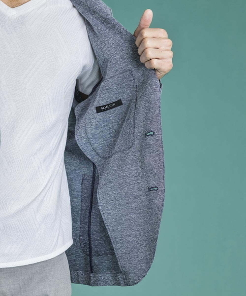 MICHEL KLEIN HOMME (ミッシェルクランオム)の「リネンカットジャケット(テーラードジャケット・メンズ・ライトブルー/アイボリー・MEDIUM/LARGE/X-LARGE)」の6枚目の写真