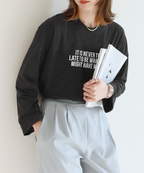 reca(レカ)の「ロゴロンT(Tシャツ/カットソー・レディース・ブラック/ホワイト・FREE)」の2枚目の写真