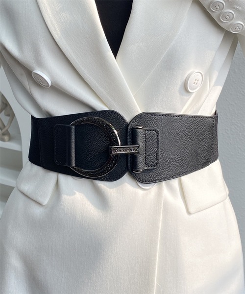 LA VORAGINE(ラ ヴォラジネ)の「サッシュワイド リングベルト(ベルト・レディース・ブラック・FREE)」の1枚目の写真