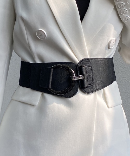 LA VORAGINE(ラ ヴォラジネ)の「サッシュワイド リングベルト(ベルト・レディース・ブラック・FREE)」の5枚目の写真