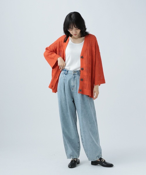 BAYFLOW（ベイフロー）の「透かしモチーフカーディガン（カーディガン/ボレロ・レディース・アイボリー/ブラウン/オレンジ・FREE）」の4枚目の写真