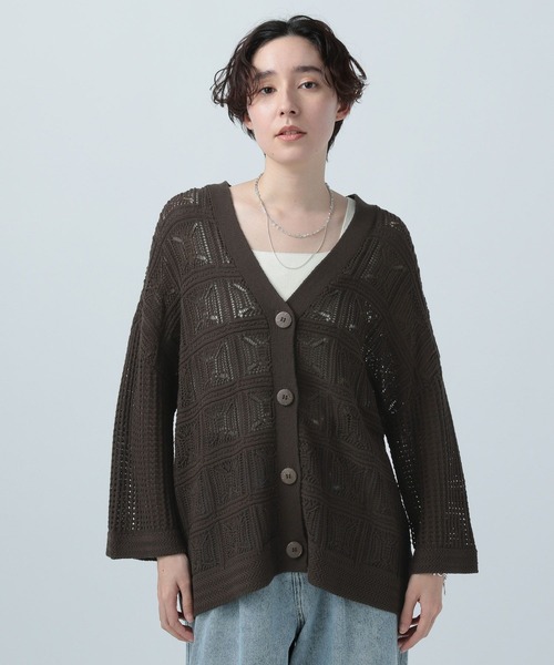 BAYFLOW（ベイフロー）の「透かしモチーフカーディガン（カーディガン/ボレロ・レディース・アイボリー/ブラウン/オレンジ・FREE）」の8枚目の写真